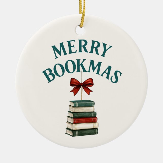 Merry Bookmas  Ceramic Tree Decoration (Front)