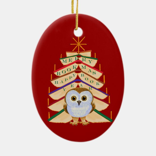 Merry Bookmas Ceramic Tree Decoration (Back)