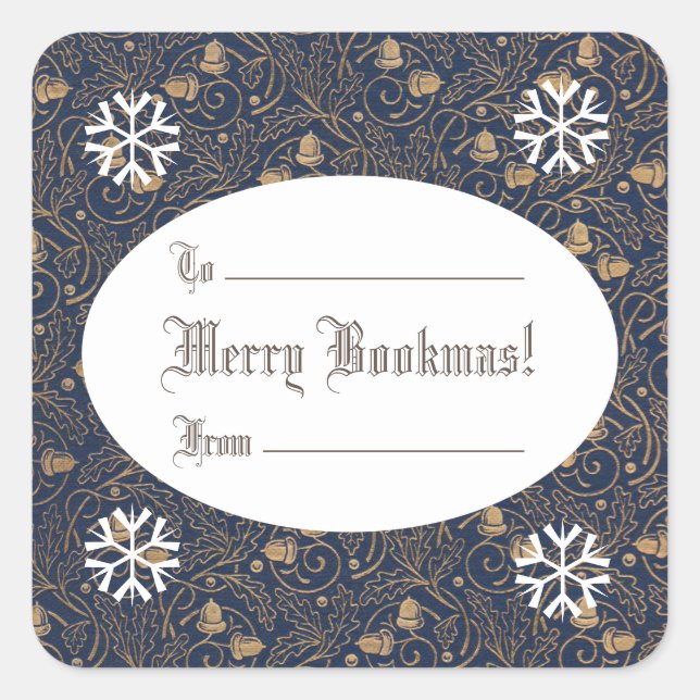 Merry Bookmas! Christmas Acorns Square Sticker (Front)