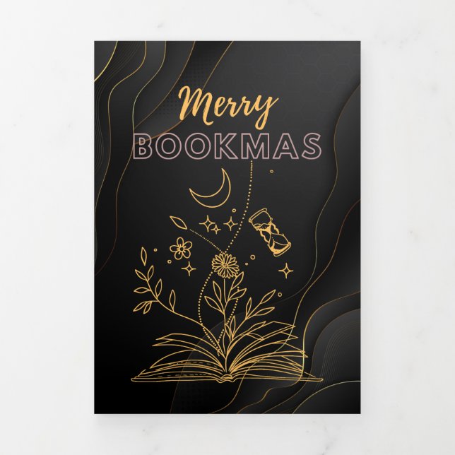 Merry Bookmas - Christmas Books Tri-Fold Holiday Card (Cover)