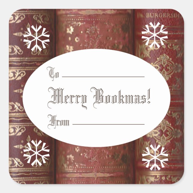 Merry Bookmas! (Christmas) Square Sticker (Front)