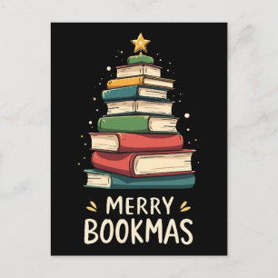 Merry Bookmas - Festive Book Stack for Book Lovers Postcard