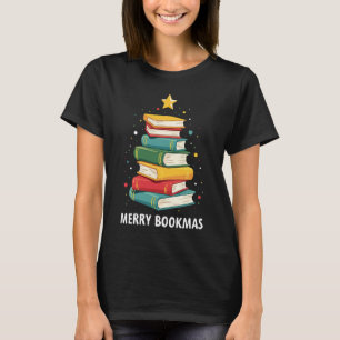 Merry Bookmas - Festive Book Stack for Book Lovers T-Shirt