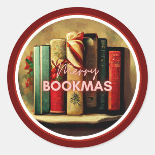 Merry Bookmas, School Librarian Christmas  Classic Round Sticker