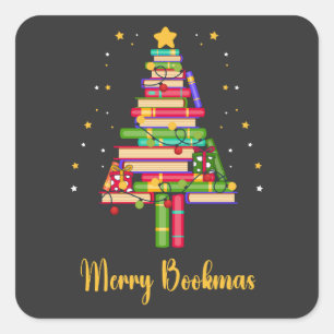 Merry Bookmas Square Sticker