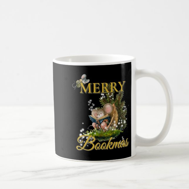 Merry Bookmas' Victorian Christmas Mice Bibliophil Coffee Mug (Right)