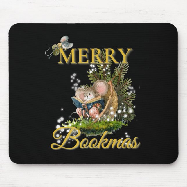 Merry Bookmas' Victorian Christmas Mice Bibliophil Mouse Mat (Front)