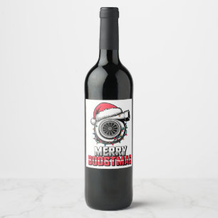 Merry Boostmas Boost lover Santa Turbo Christmas Wine Label