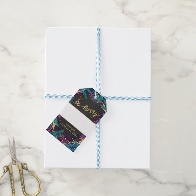 Merry Botanicals Custom Holiday Gift Tag (With Twine)