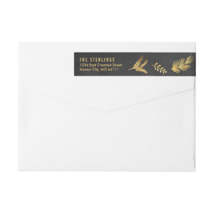 Merry Botanicals Gold Holiday Return Address Label