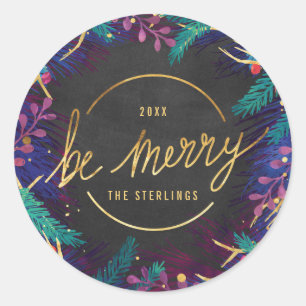 Merry Botanicals Holiday Gift Label Sticker
