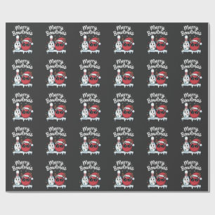 Merry Bowlmas Bowl Wearing Santa Hat Bowl Sport Lo Wrapping Paper