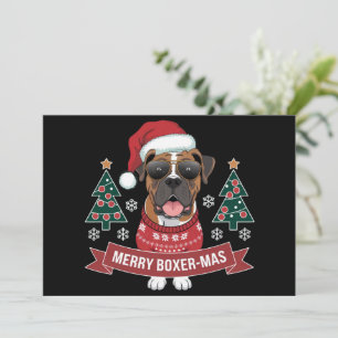Merry Boxer-mas Cute Boxer Dog Lover  Christmas  Holiday Card