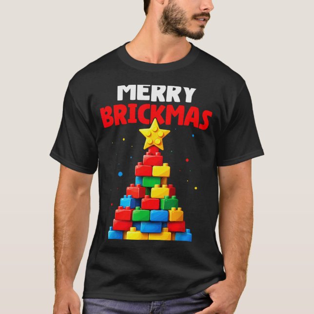 Merry Brickmas Block Building Builder Brick Master T-Shirt (Front)