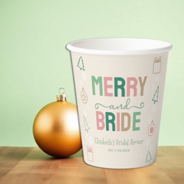 Merry & Bride Christmas Bridal Shower Paper Cups (Creator Uploaded)