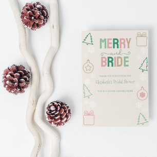 Merry & Bride Christmas Bridal Shower Thank You Card