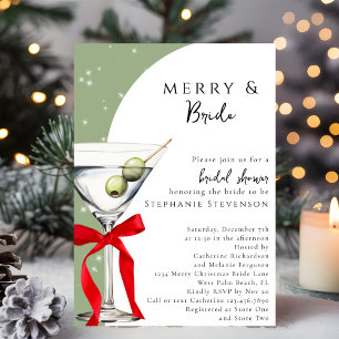 Merry & Bride Martini Christmas Bridal Shower Invitation