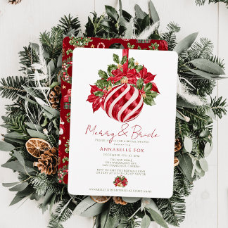 Merry & Bride Red Ornament Christmas Bridal Shower Invitation