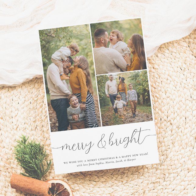Merry & Bright 3 Photo Collage Christmas Holiday (Creator Uploaded)