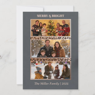 Merry & Bright 3 Photo Couple Collage Card