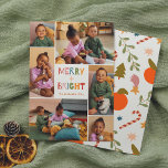 Merry & Bright 6 Photo Collage Christmas Holiday<br><div class="desc">Capture the magic of the holiday season with this "Merry & Bright" Christmas Holiday Photo Card design. This festive and joyful design showcases six custom photos, arranged in a fun collage layout. In the centre, between the photos, it reads "Merry Bright" in cute and colourful typography. Your family name and...</div>