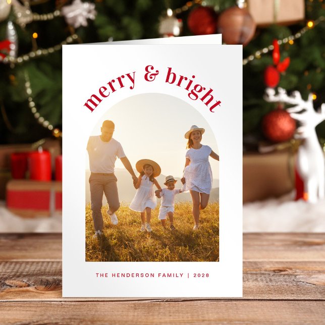 Merry Bright Arch Photo Christmas Holiday Card (Creator Uploaded)