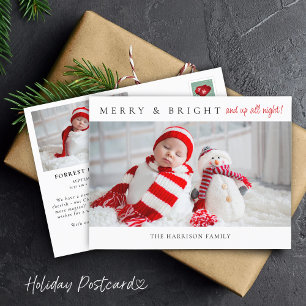 Merry & Bright Birth Announcement Photos Postcard