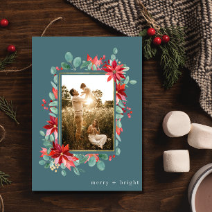 Merry Bright Botanical Photo Christmas Holiday Card