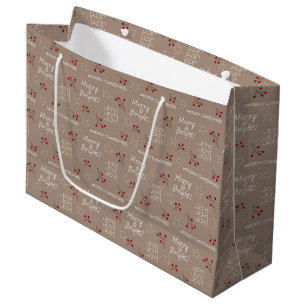 Merry & Bright Brown Gift Bag - Large, Glossy