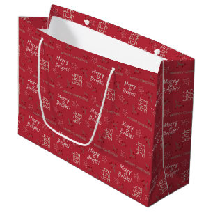 Merry & Bright Burgundy Gift Bag - Large, Glossy