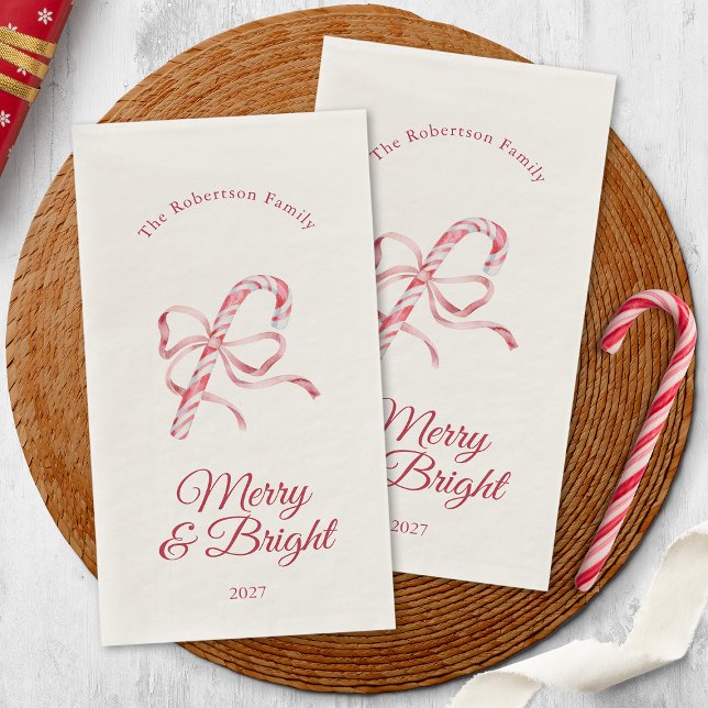 Merry & Bright Candy Cane Christmas  Napkin (Creator Uploaded)