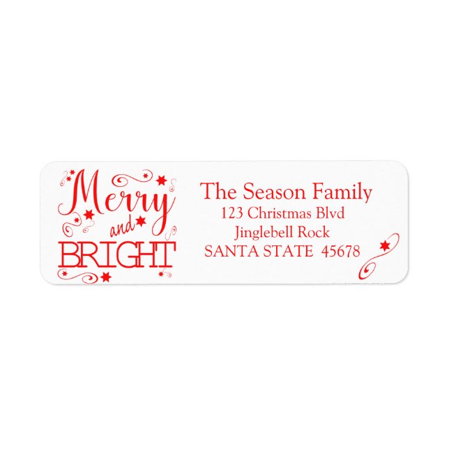 Merry & Bright chalkboard stars holiday label (Front)