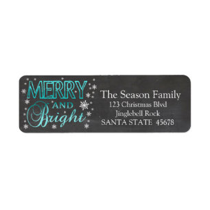 Merry & Bright chalkboard stars holiday label