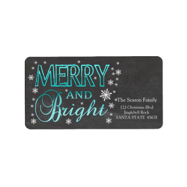 Merry & Bright chalkboard stars holiday label (Front)