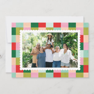 Merry & Bright Checker Horizontal Holiday Card