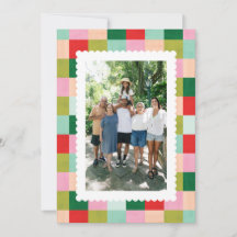 Merry & Bright Chequered Holiday Photo Card