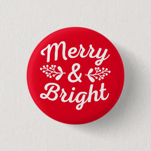 Merry & Bright Christmas   3 Cm Round Badge
