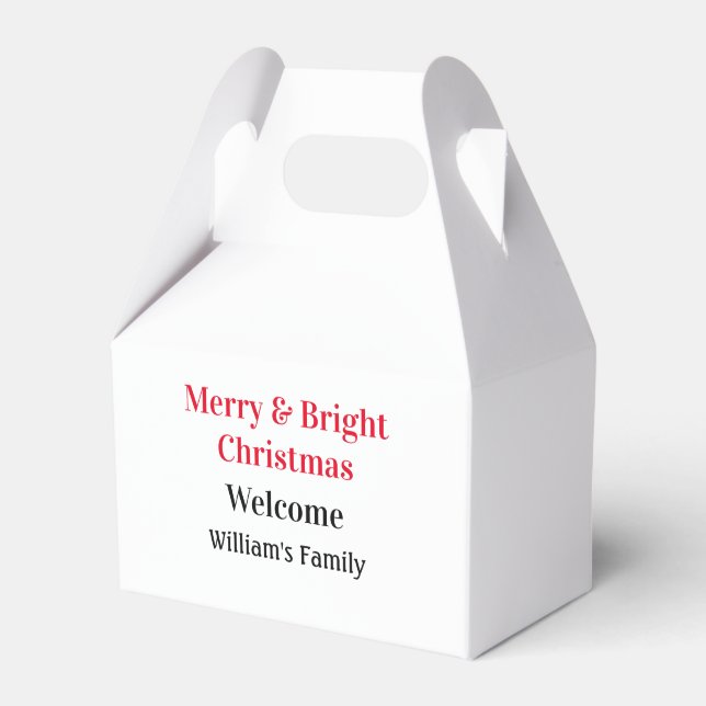 Merry Bright Christmas add family name welcome joy Favour Box (Front Side)