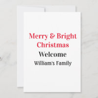Merry Bright Christmas add family name welcome joy