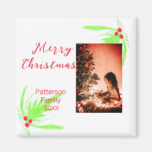 Merry Bright Christmas add family name welcome joy Magnet