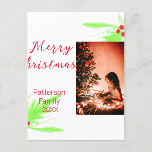 Merry Bright Christmas add family name welcome joy Postcard