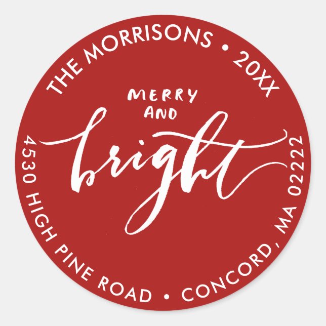 Merry Bright Christmas Address Envelope Seal (Front)