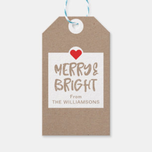 Merry & Bright Christmas Calendar Countdown Gift Tags
