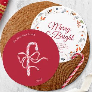 Merry & Bright Christmas Card with Candy Cane