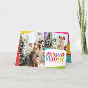 Merry & Bright Christmas Colourful Cute Holiday Card