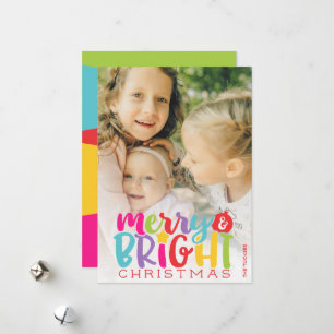 Merry & Bright Christmas Colourful Cute Holiday Card