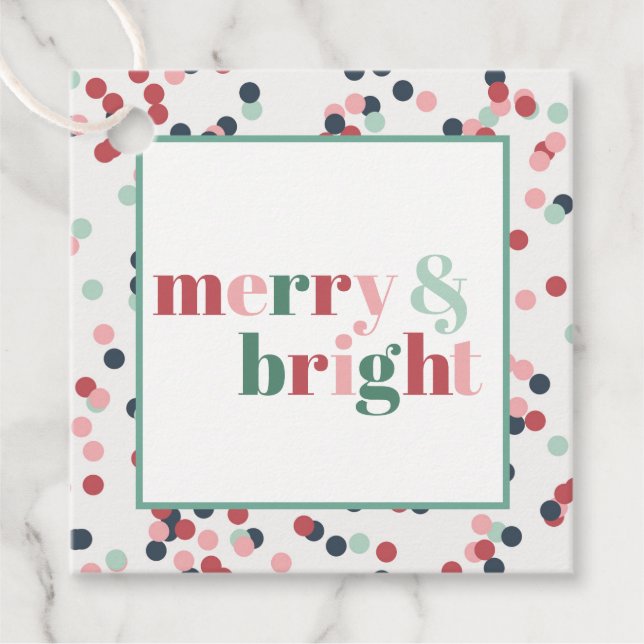 Merry & Bright Christmas Confetti  Gift Tag (Front)
