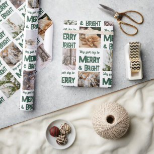 🎄 Merry & Bright Christmas 🎁 Custom Photo Wrapping Paper