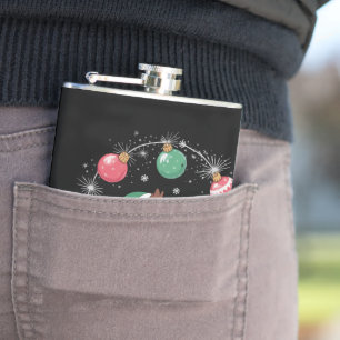 Merry & Bright Christmas Elf Cute Holiday Hip Flask