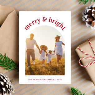 Merry Bright Christmas Family Arch Photo Holiday Card